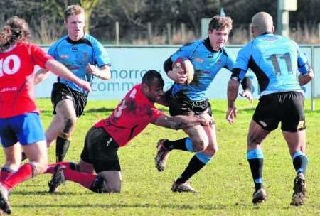 Canterbury's Gert de Kock makes a break against Aylesford