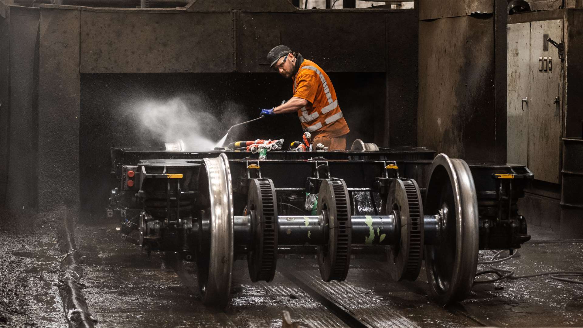 Each bogie is cleaned to remove excess dirt and oil (FirstGroup/PA)