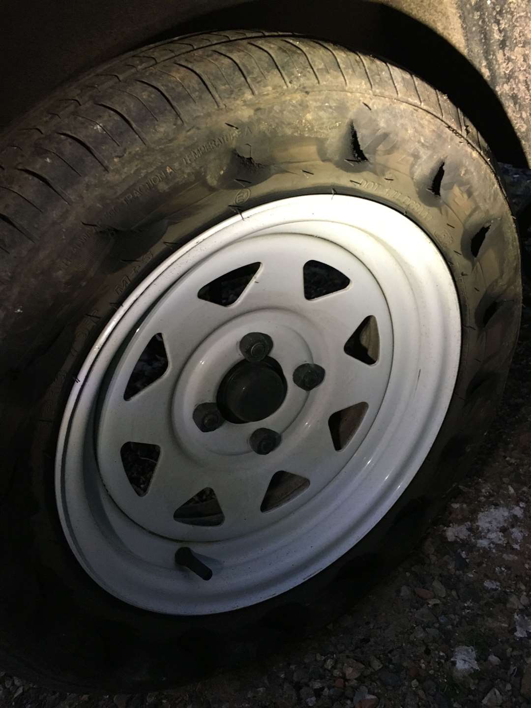 Mr Magill says the tyre was destroyed by the pothole (44738978)