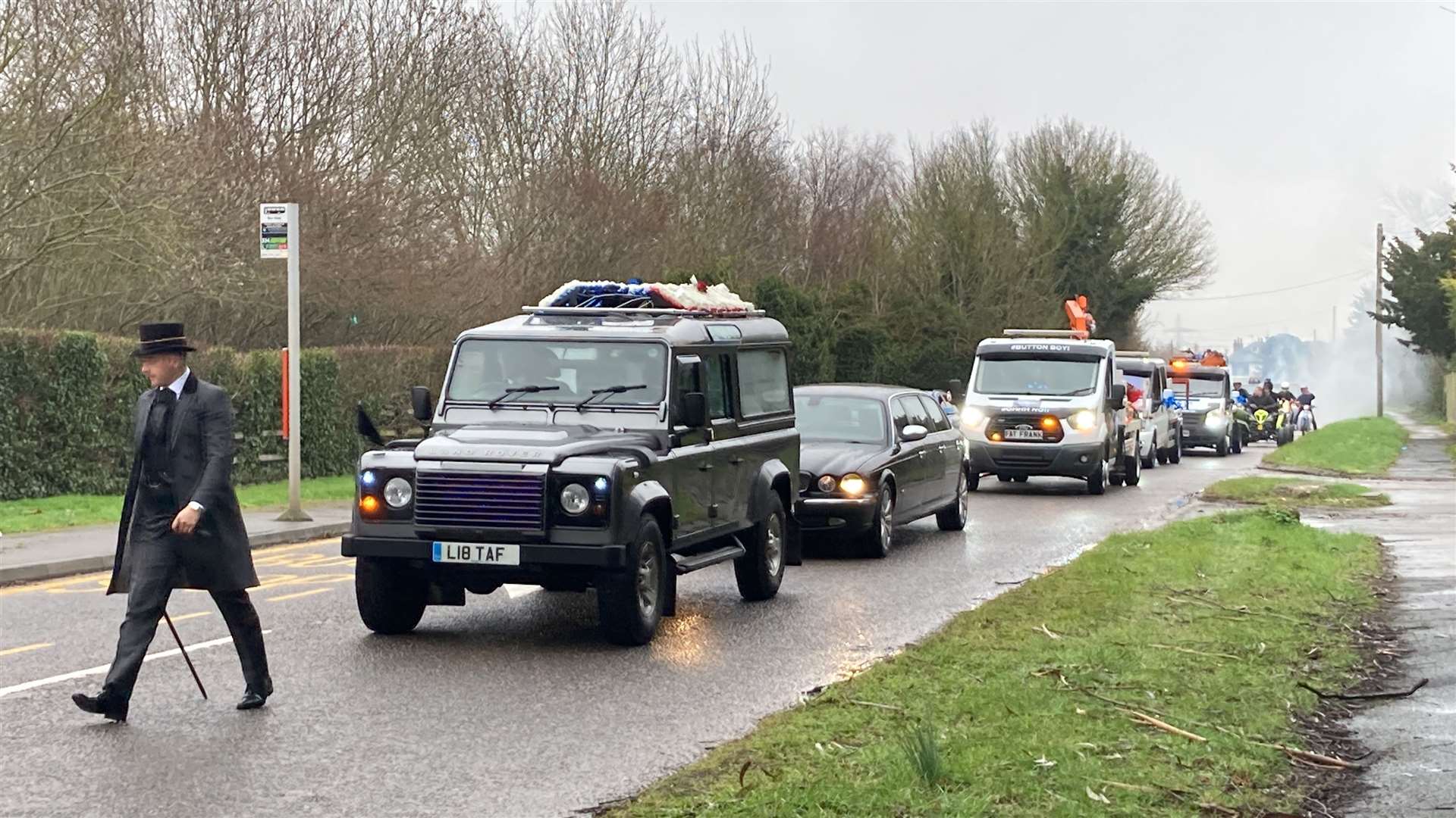 Undertaker Luke Allum led the funeral procession for car mad Frankie Wright at the Garden of England cemetery, Bobbing