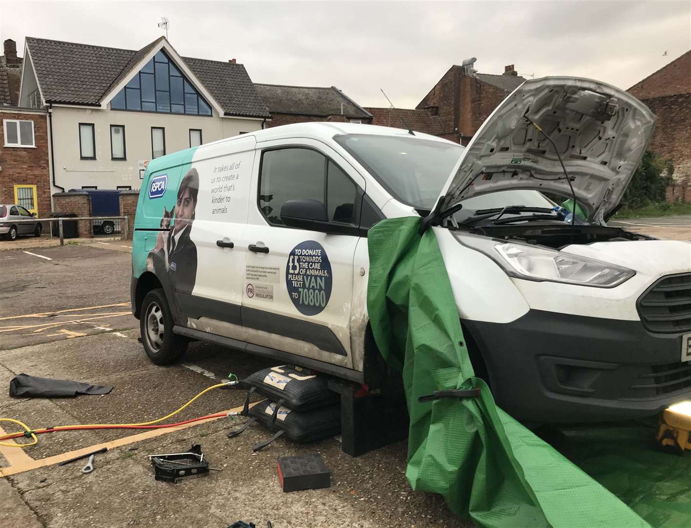 An RSPCA van, one of the three vehicles that rescuers partially dismantled (RSPCA/PA)