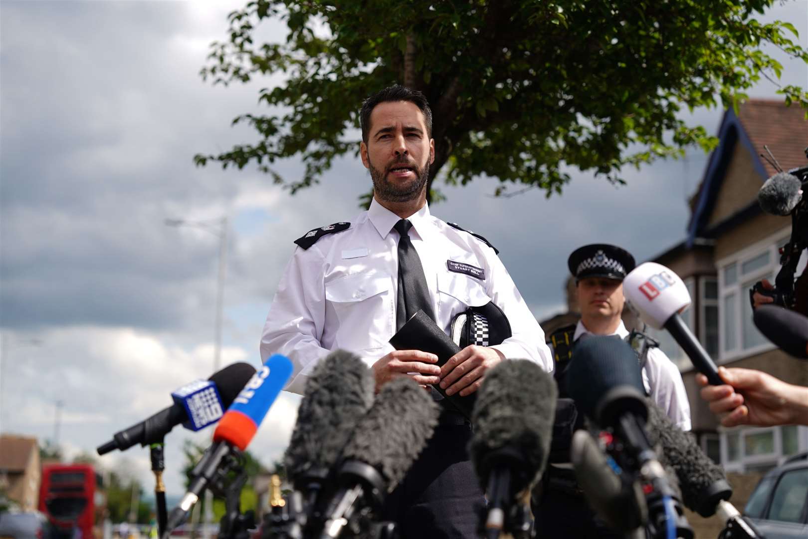 Chief Superintendent Stuart Bell reads a statement (Jordan Pettitt/PA)