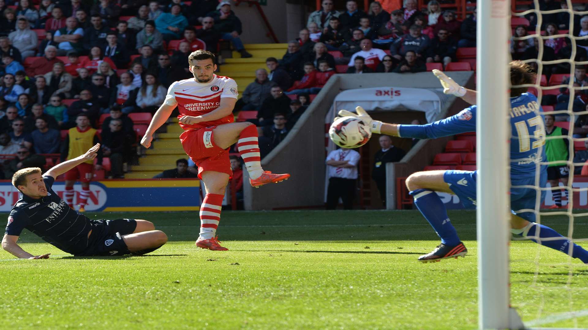 Tony Watt scores for the Addicks. Picture Keith Gillard