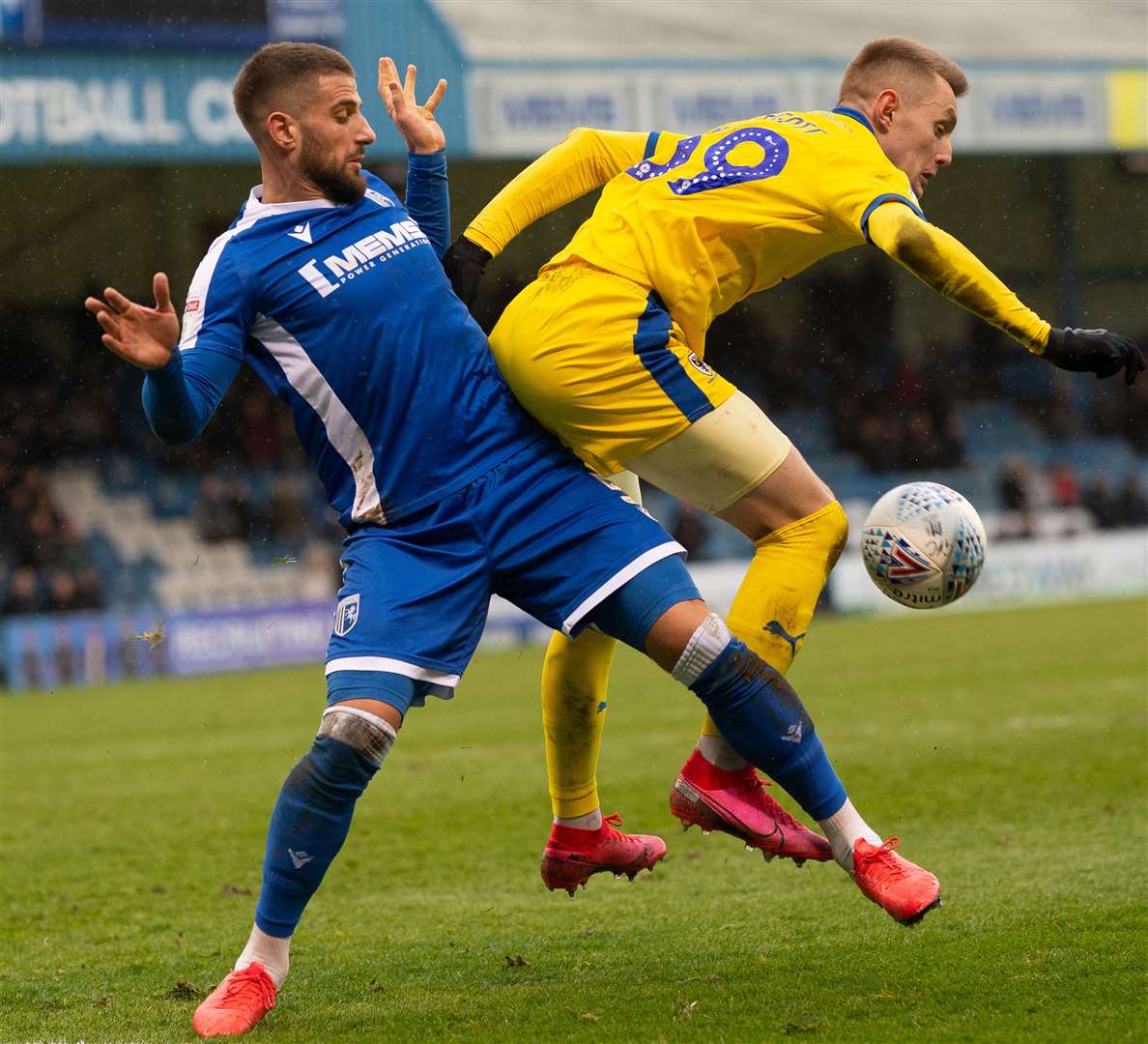 Max Ehmer in action for the Gills against Wimbledon before his injury late on Picture: Ady Kerry