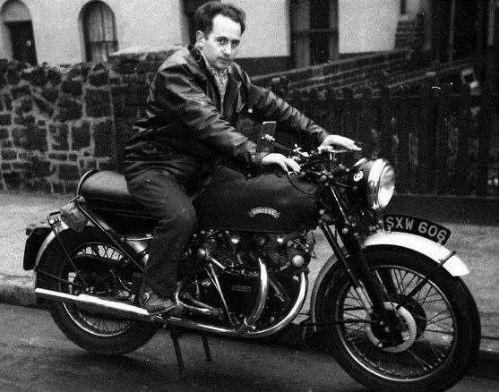 Johnnie Sawyer on his Vincent Black Shadow which sold for £48,000 after his death