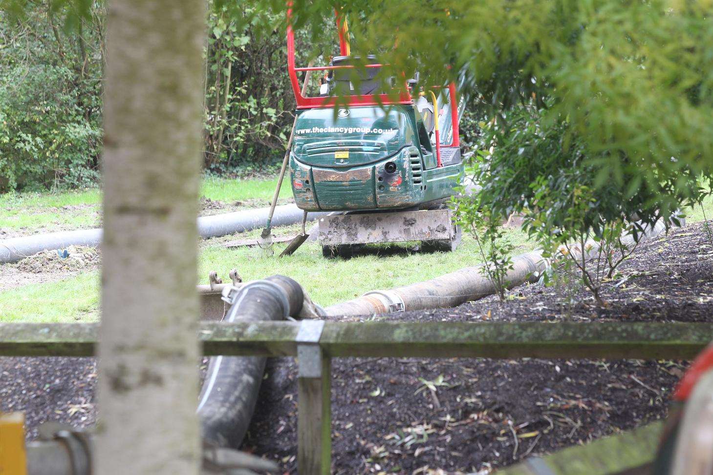 Temporary pipes have been laid to carry the sewage