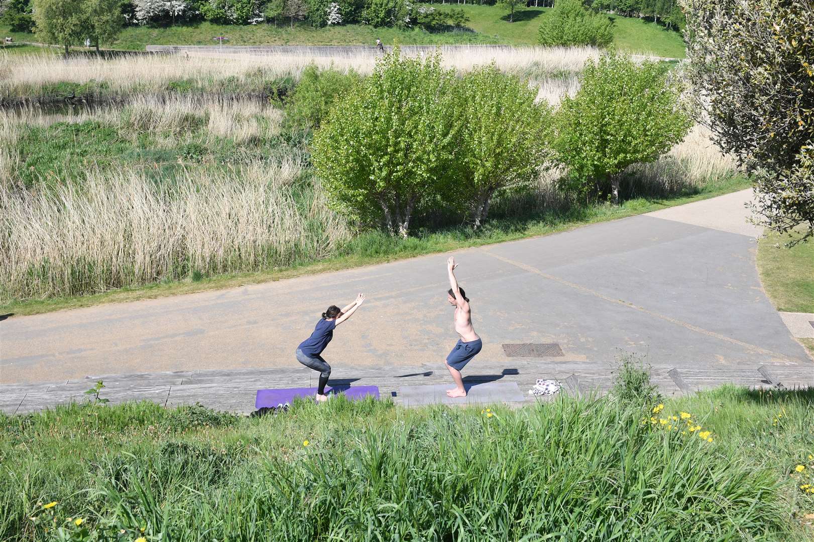 Exercising in Queen Elizabeth Olympic Park (Stefan Rousseau/PA)