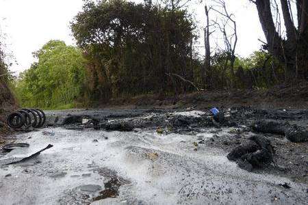 The road at Blackhouse Hill, near Saltwood, after an intense two-van fire. Picture: Max Hess