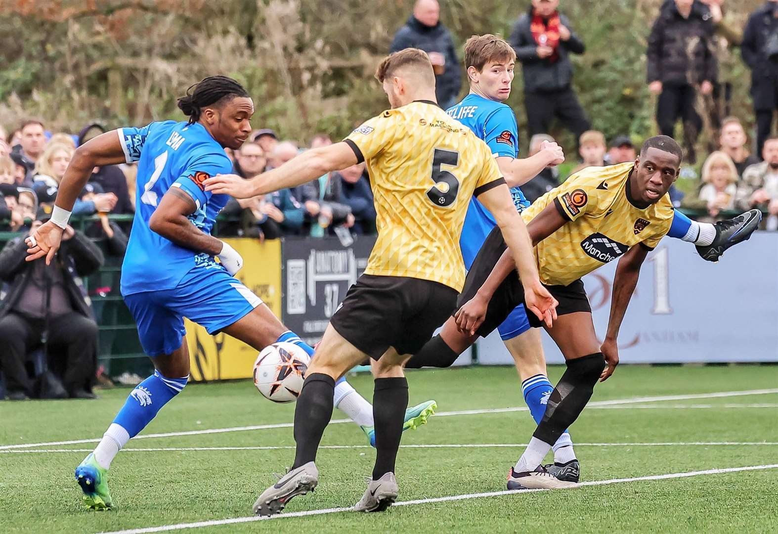 George Fowler pounces to give Maidstone the lead. Picture: Helen Cooper