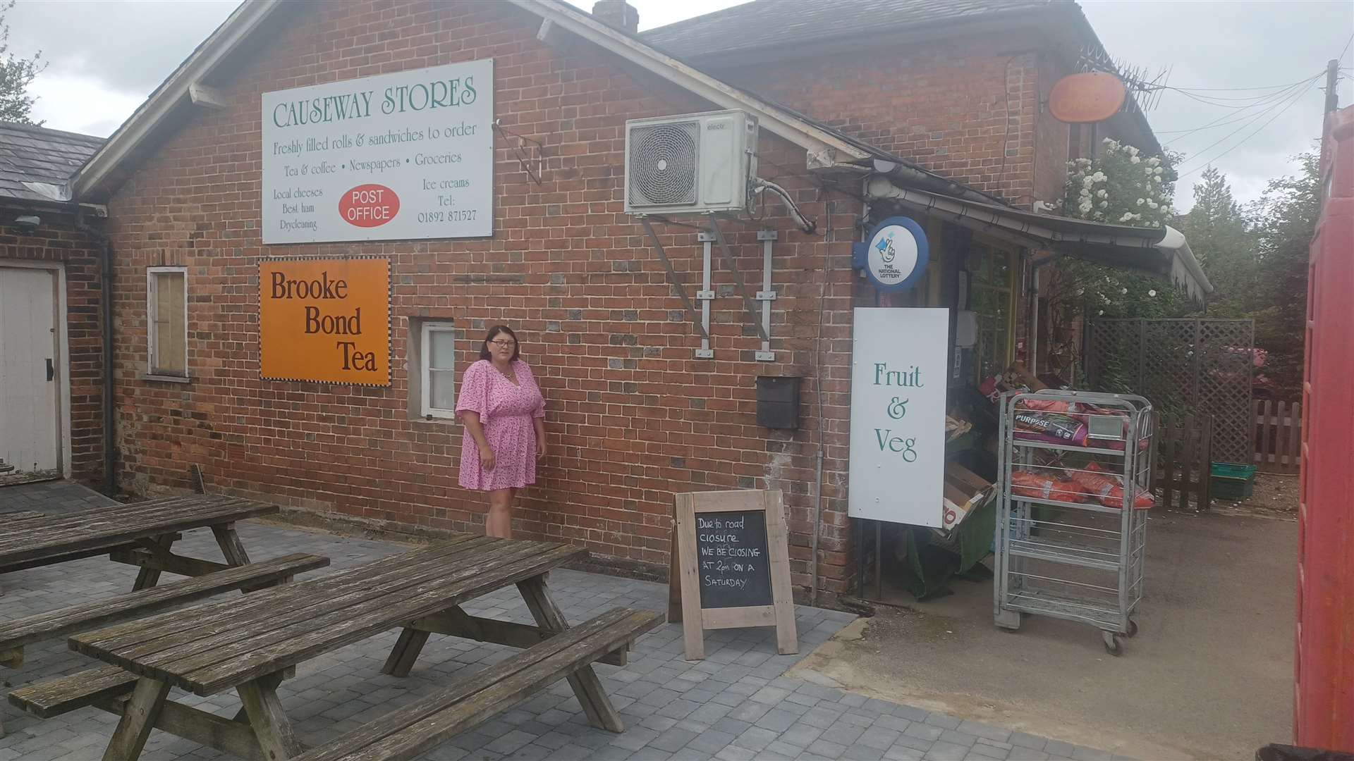 Shop owner Jodie Hodge outside the Causeway Stores and Post Office at Chiddingstone Causeway