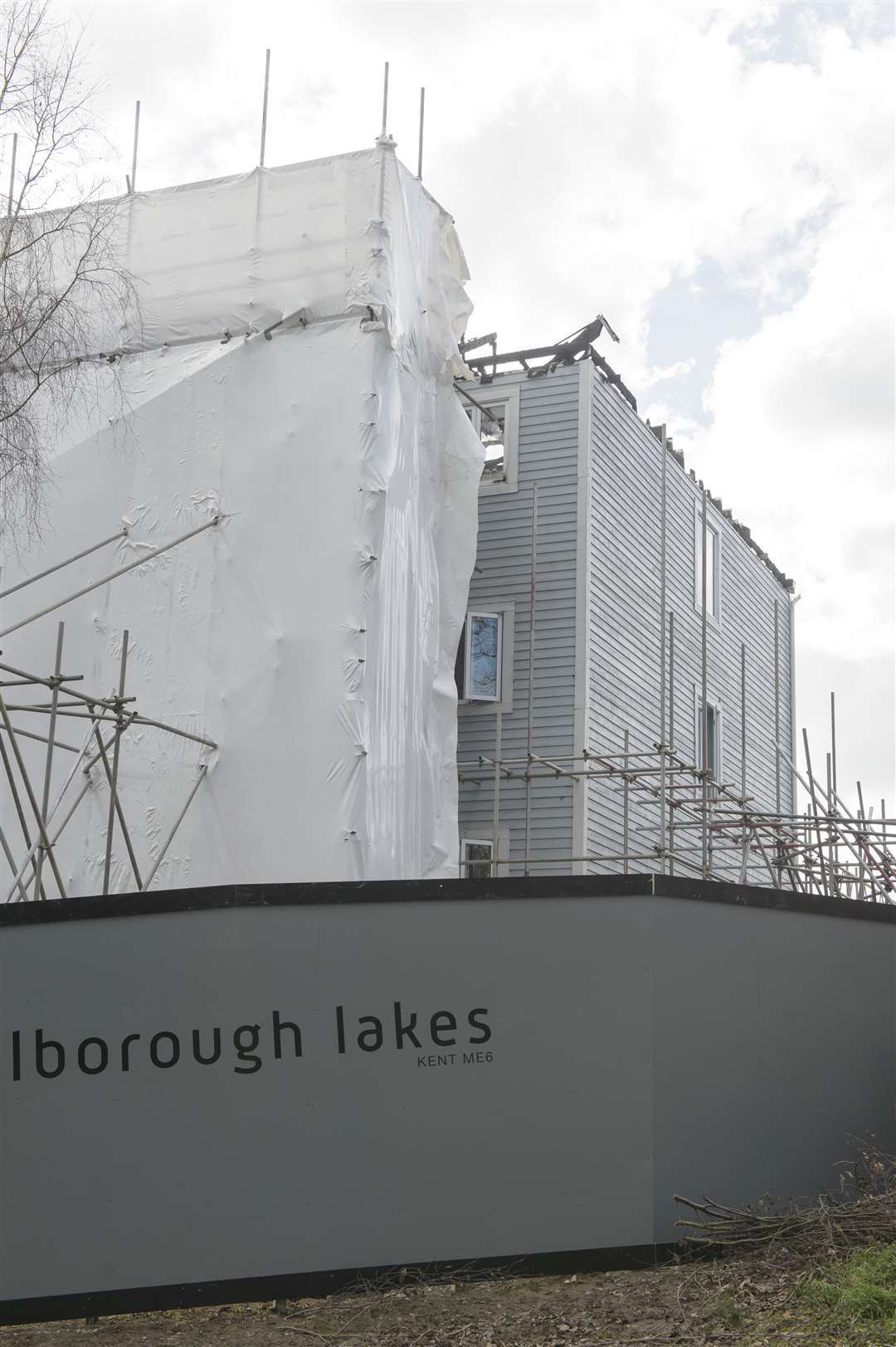 Views of the buildings destroyed by fire at Manley Boulevard, Holborough Lakes, Snodland.Picture: Andy Payton (1237287)