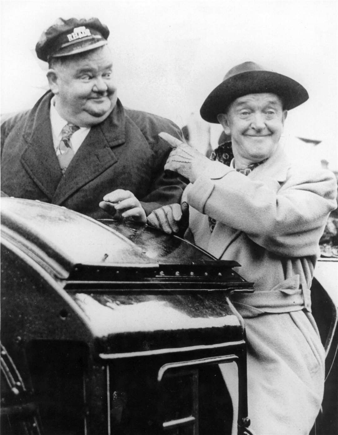 Oliver Hardy and Stan Laurel at the post war re-opening of the Romney, Hythe & Dymchurch Railway (6783274)