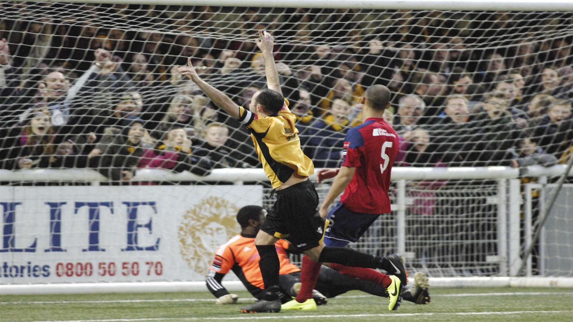 Michael Phillips celebrates scoring for Maidstone Picture: Martin Apps