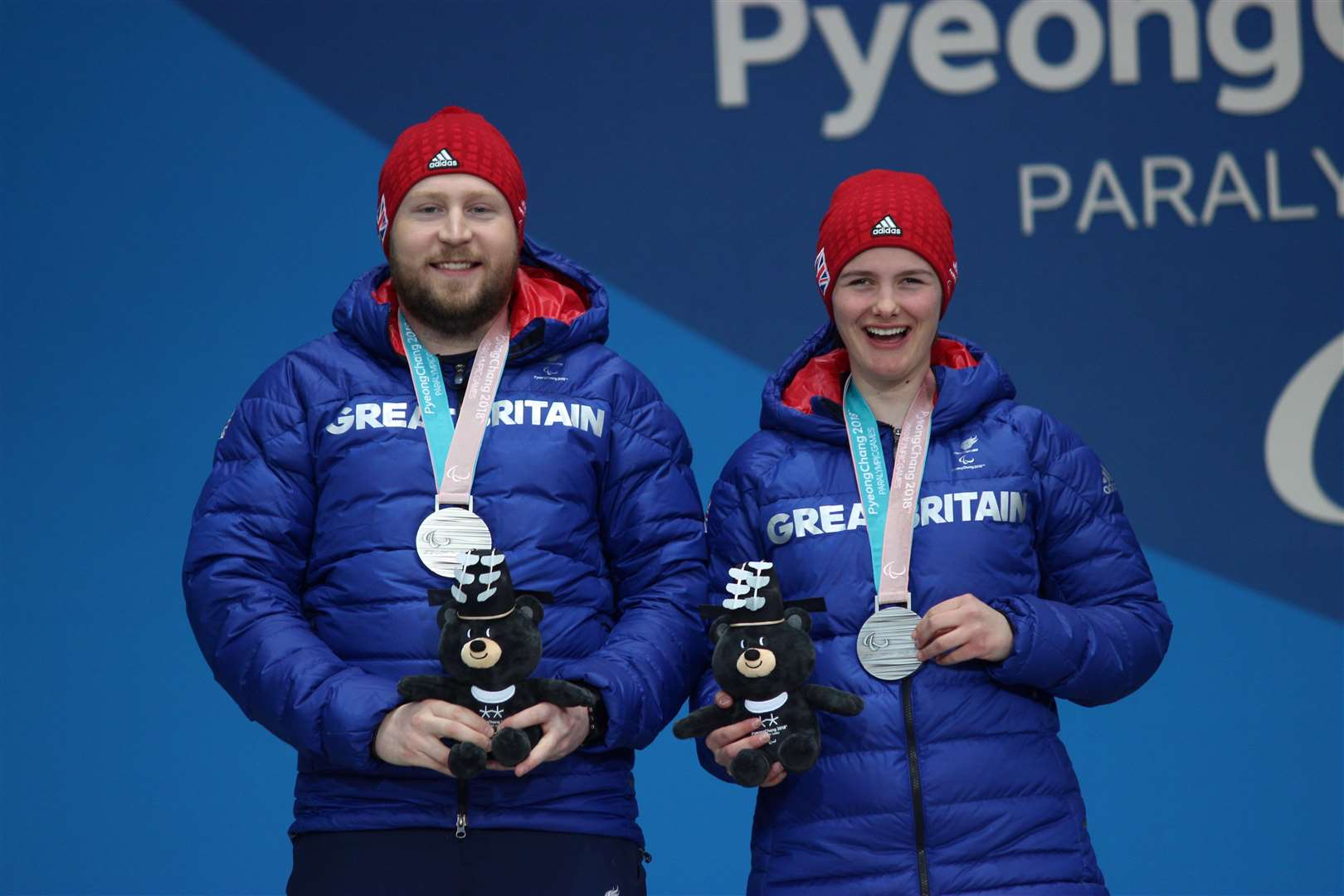Millie Knight and her guide Brett Wild celebrate winning silver at the Winter Paralympics in Pyeongchang (6469975)