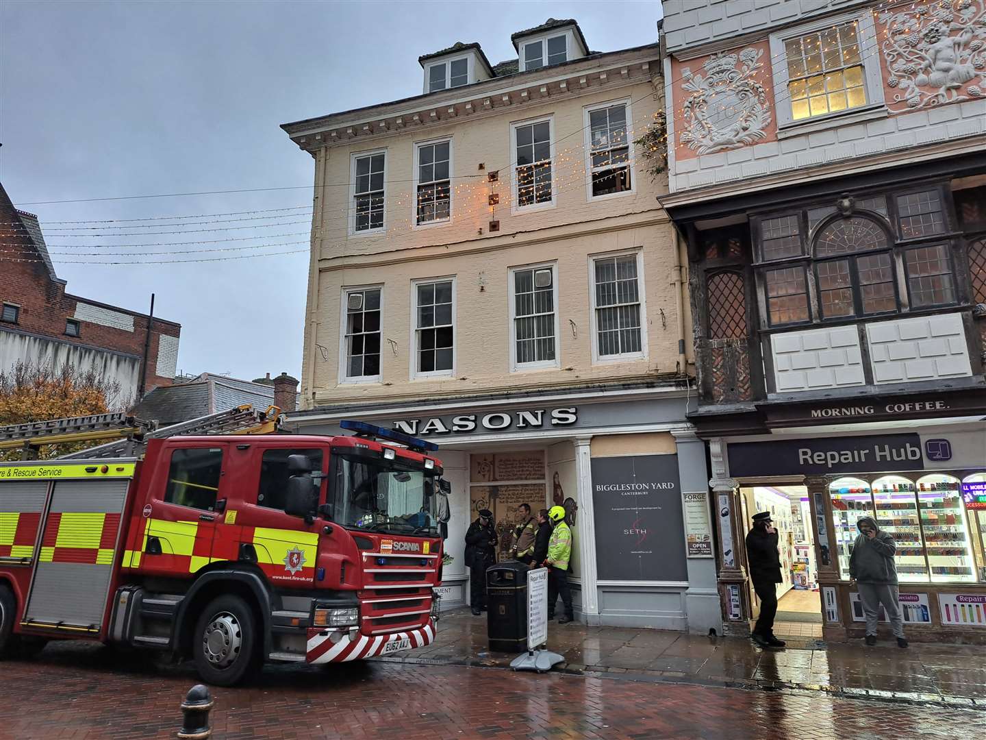 A fire engine was seen parked up outside Nasons of Canterbury between 3pm and 4pm Monday.