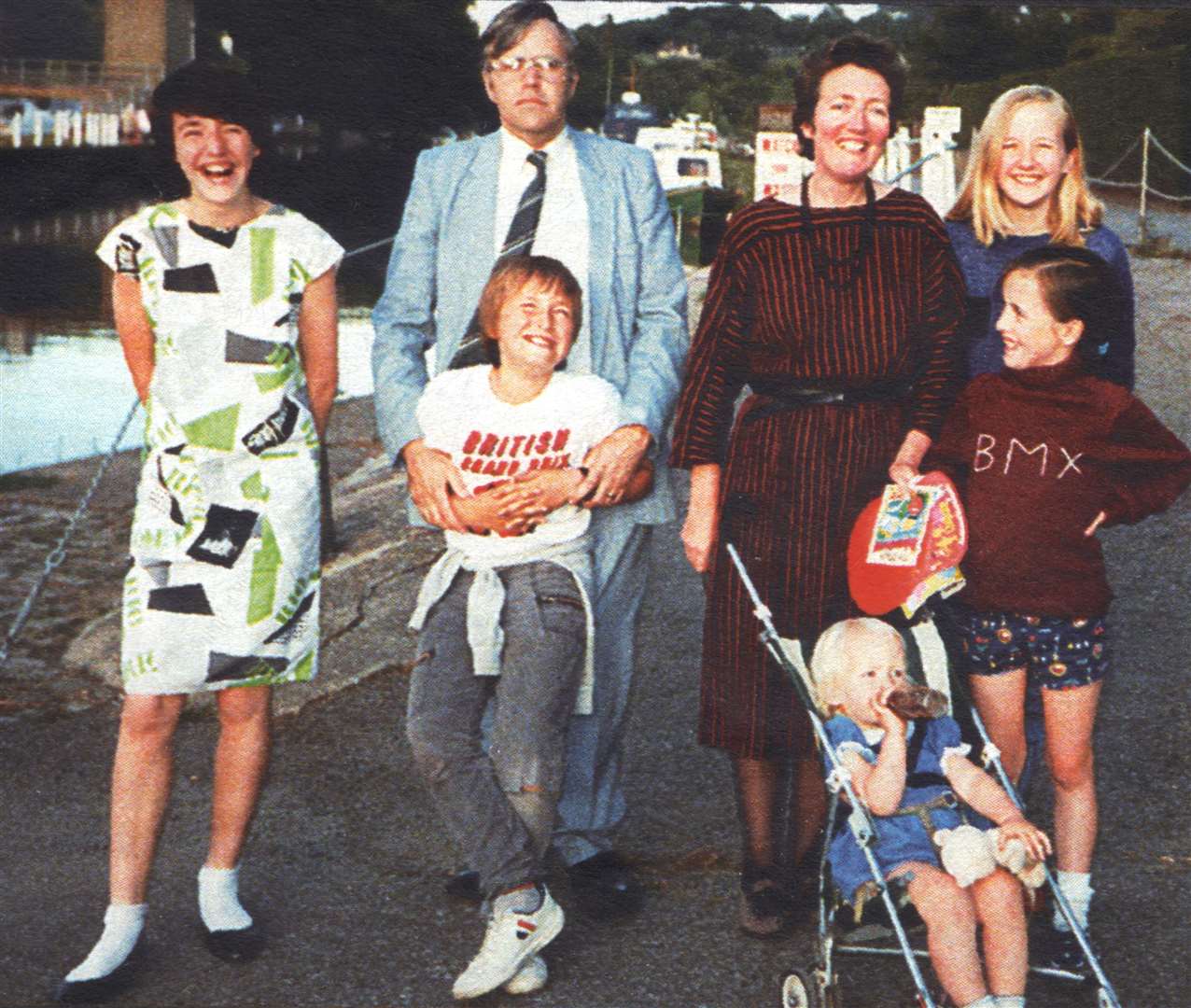 Louise Kerton, pictured in BMX top, with her family. Picture: Phil Kerton