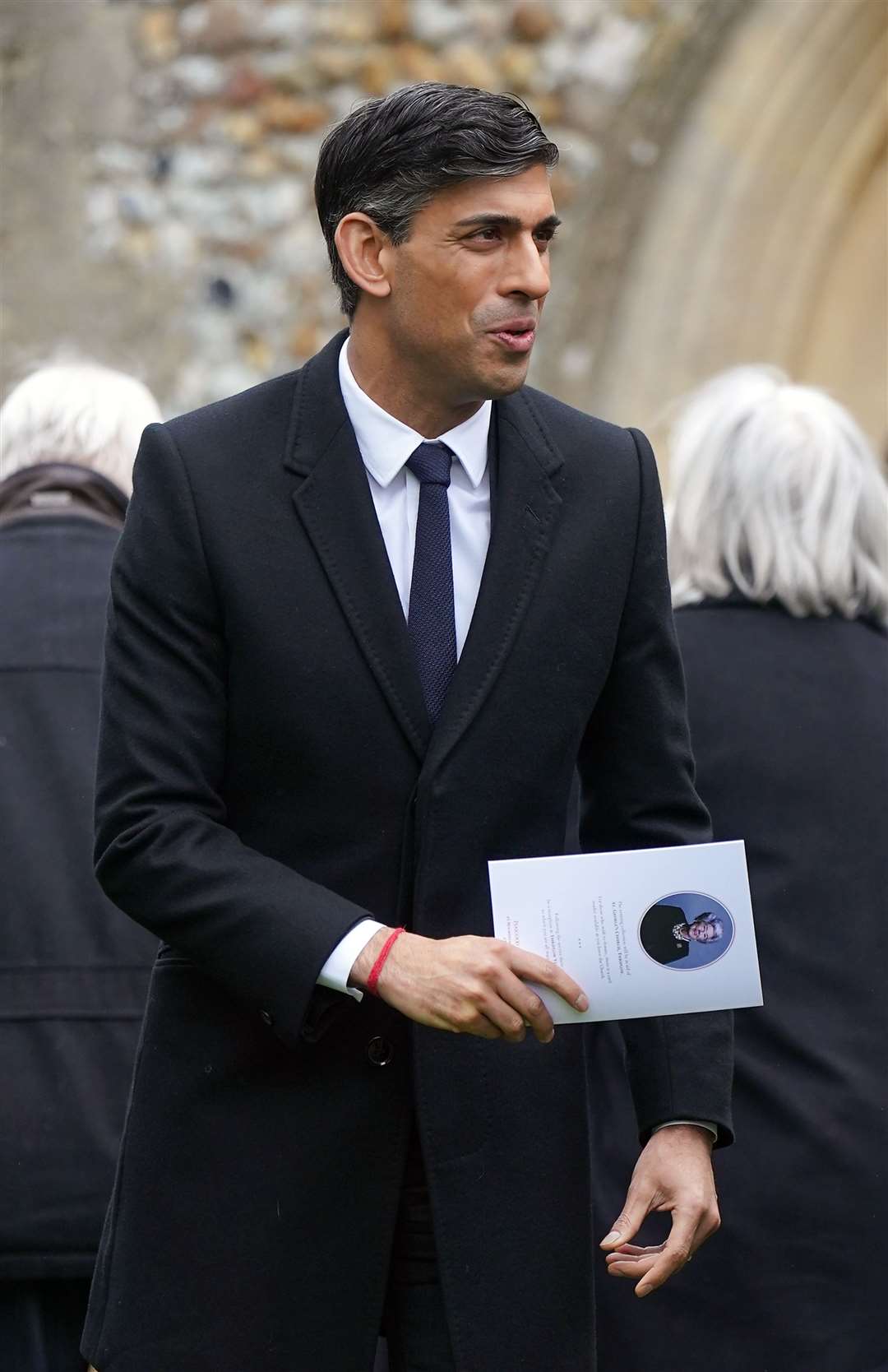 Prime Minister Rishi Sunak following the funeral of Betty Boothroyd at St George’s Church, Thriplow (Joe Giddens/PA)