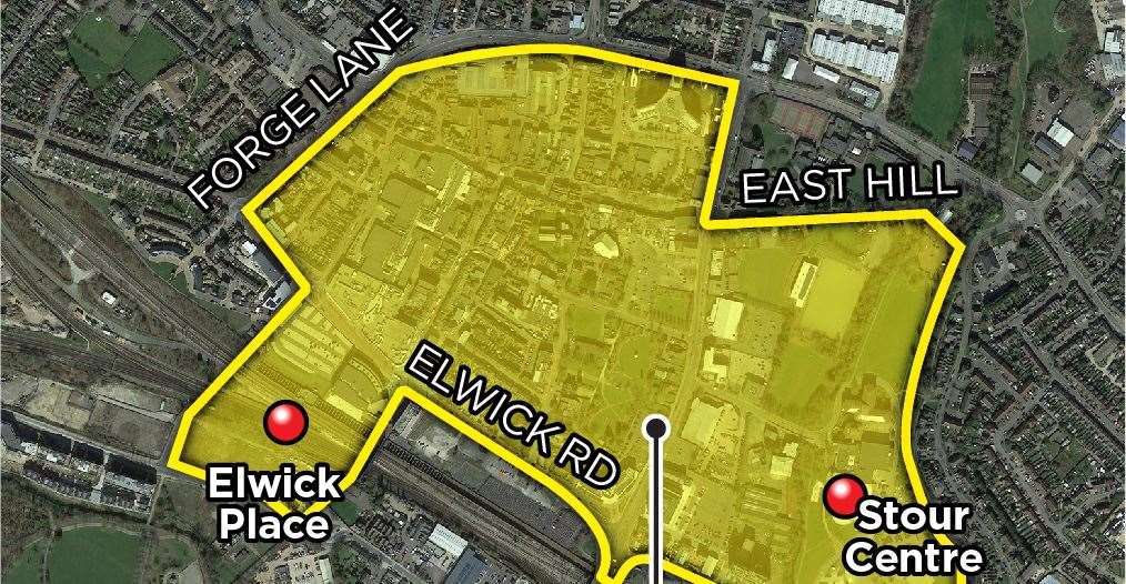 The town centre dispersal order zone in Ashford