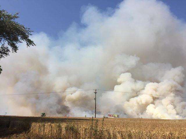 The mass of smoke from the fire, seen from Hawkinge. Picture courtesy of Meg Philpott