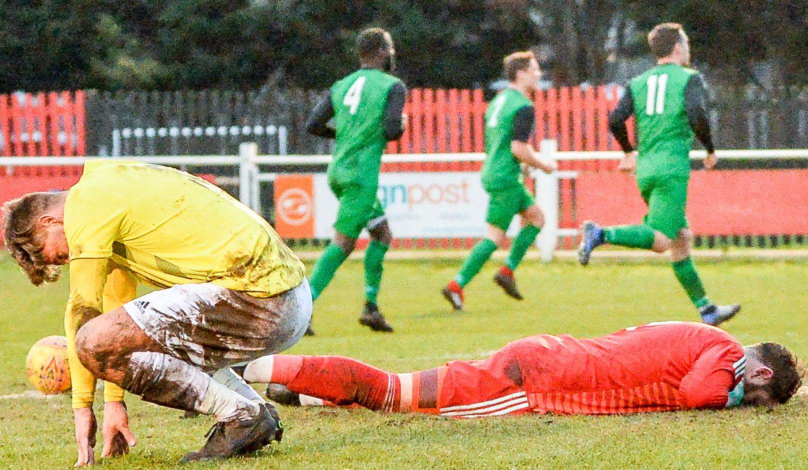 Cray Valley celebrate their third goal late on against Abbey Rangers. Picture: Dave Budden