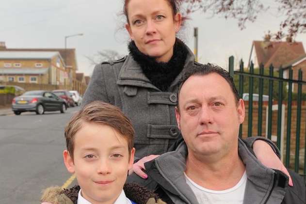 Robert and Suzanne Parrish with son Cameron at the junction of Patterns Lane/ Beresford Road, Rochester.