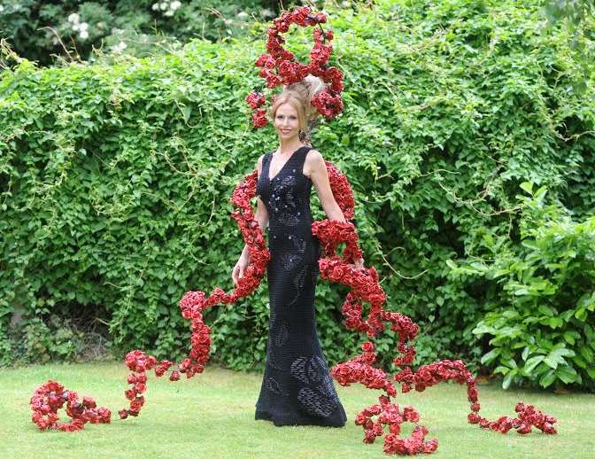 Conservationist and TV presenter Anneka Svenska is wearing a hat with more than 1400 roses, each representing a horse which has died at British races since 2007. Picture: Paul Nicholls