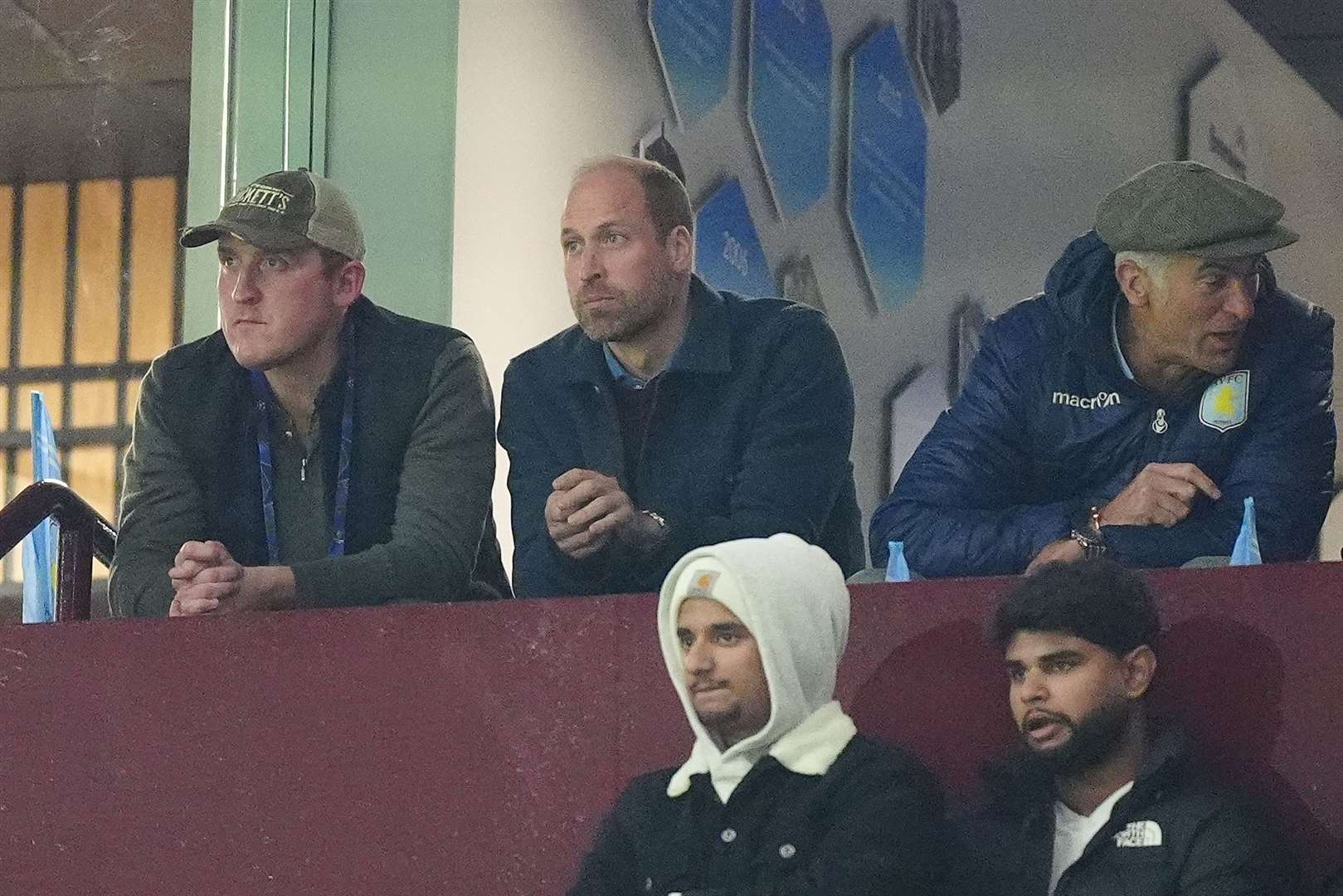 The Prince of Wales (centre) in the stands during the UEFA Champions League match at Villa Park, Birmingham (Mike Egerton/PA)