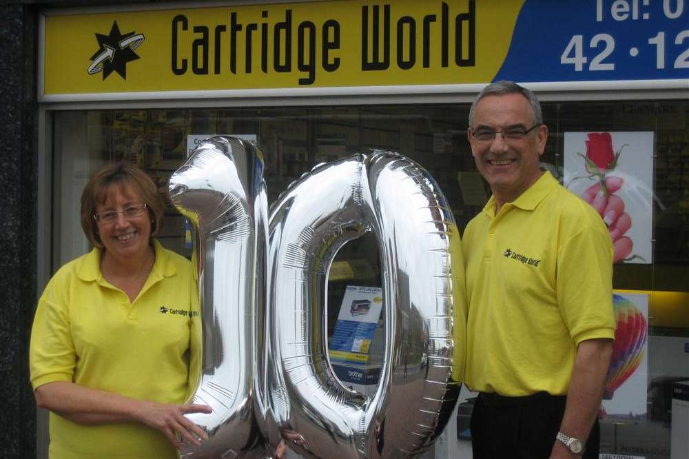 Husband and wife team Colin and Eileen Harms are celebrating 10 years in business at Cartridge World Strood