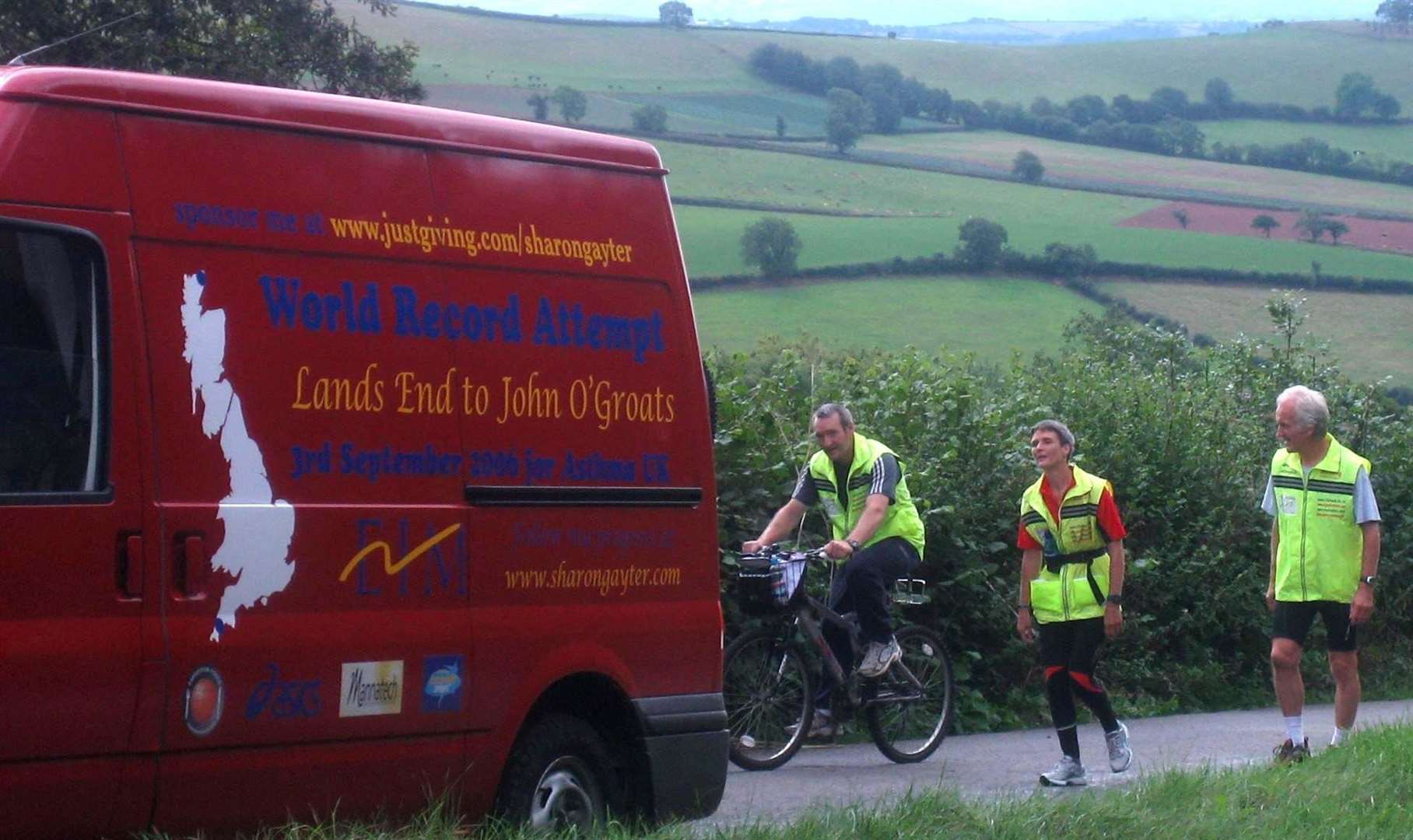 Sharon Gayter during a previous charity run from Land’s End to John O’Groats (PA)