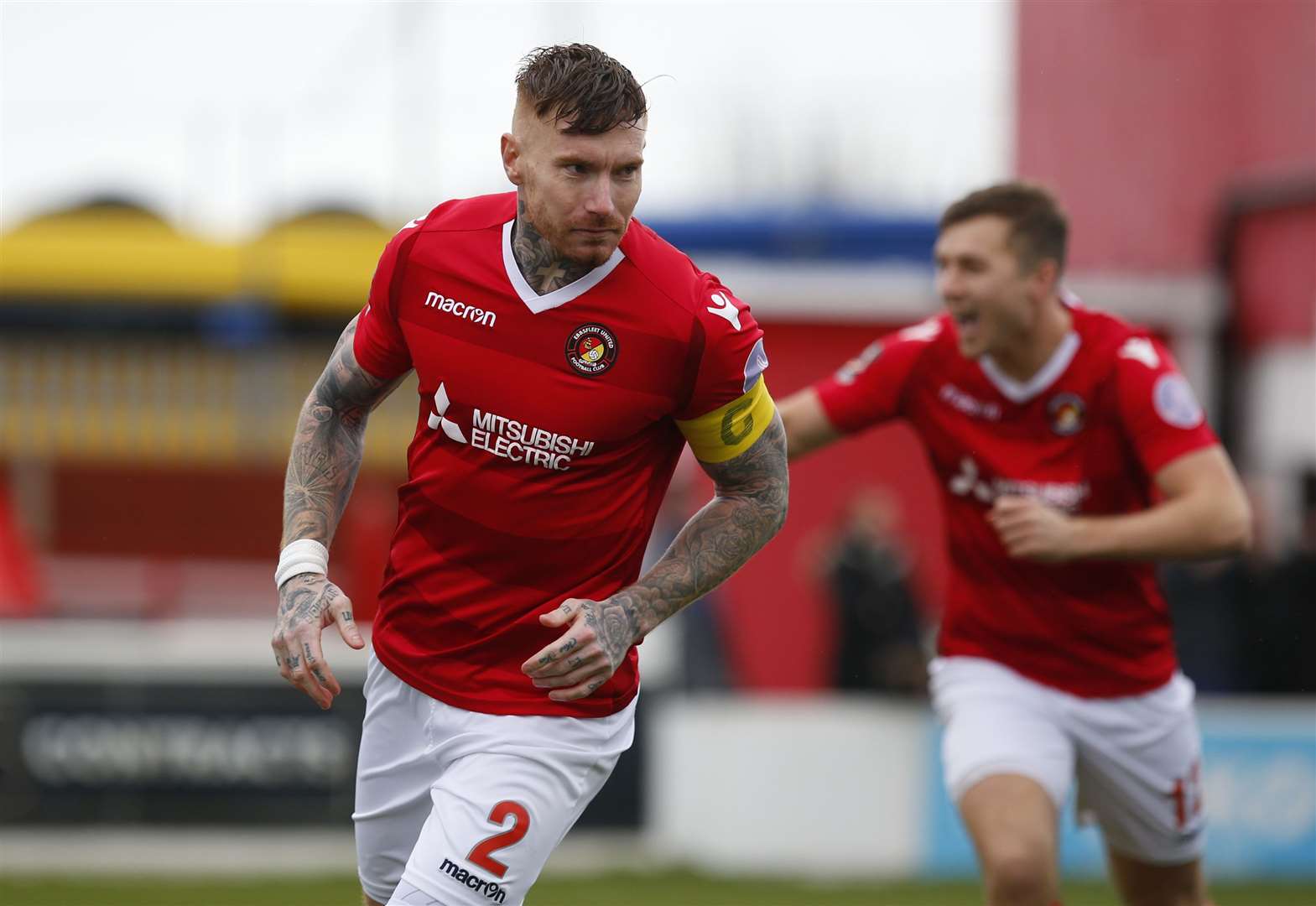 Jack King has another year on his contract at Ebbsfleet but Michael Cheek, in the background, has joined Bromley Picture: Andy Jones