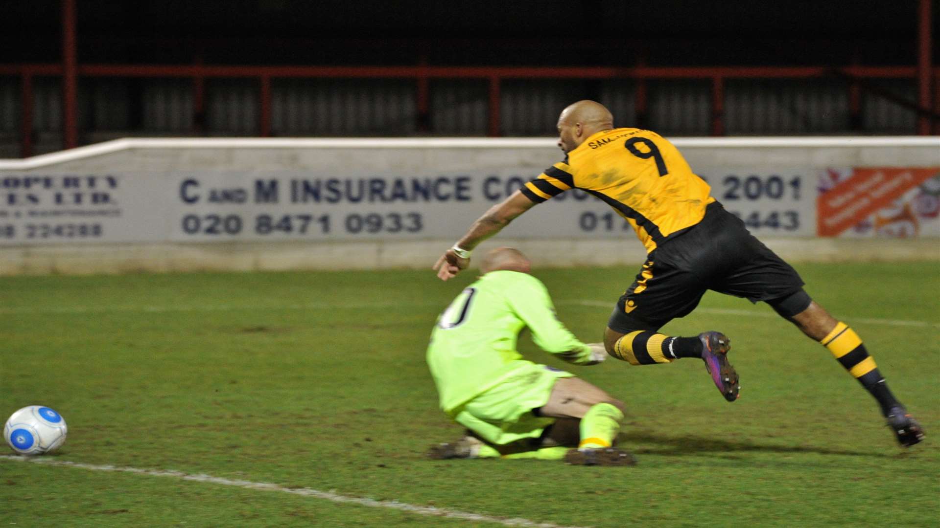 Delano Sam-Yorke makes it 2-0 at Dagenham Picture: Steve Terrell