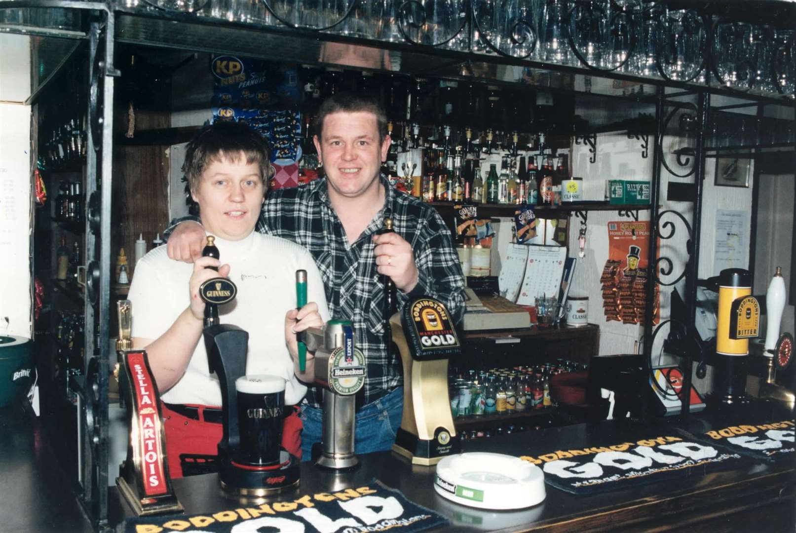 Simon and Lisa Swaine, landlords of The Angel in Rainham on March 10, 1997