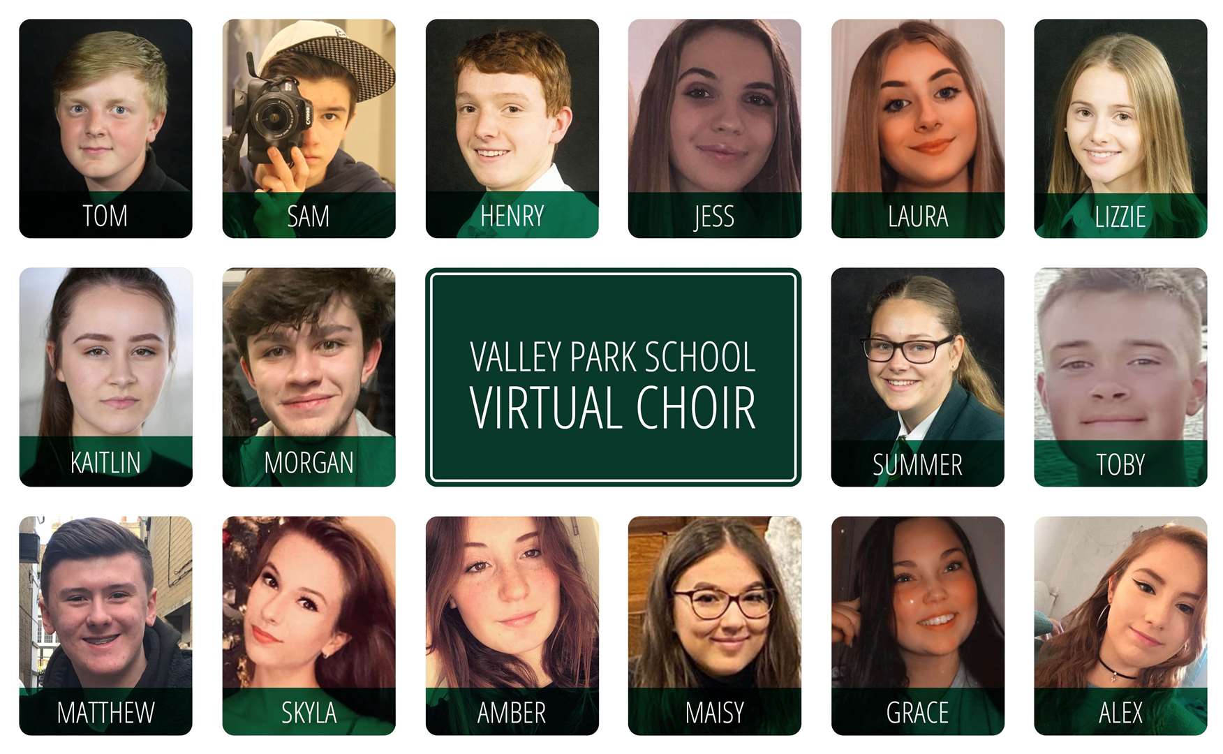 Members of the Valley Park School virtual choir who have recorded a song in tribute to NHS workers