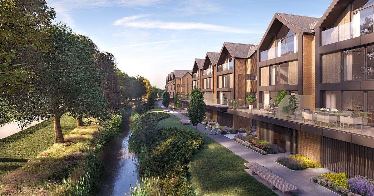 Developed by GRE Assets and designed by award-winning architect Guy Hollaway, Riverside Park will deliver 246 apartments, 26 townhouses and a new public realm.