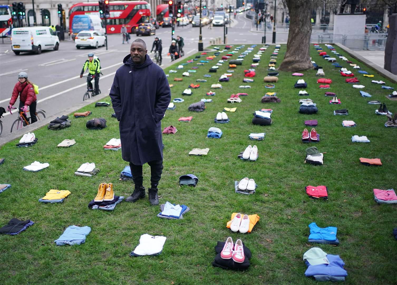 Idris Elba during the launch of his Don’t Stop Your Future campaign in Parliament Square earlier this month (PA)