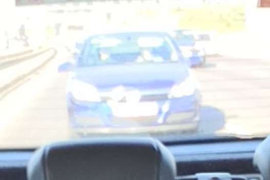 The paintballs are thought to have been fired from this blue Astra. Picture: Hayley Clark