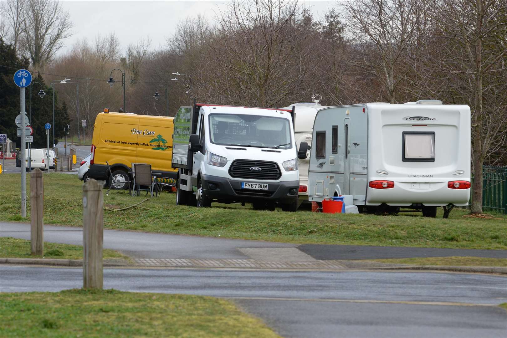 Travellers have set up camp in Castle Way, Leybourne