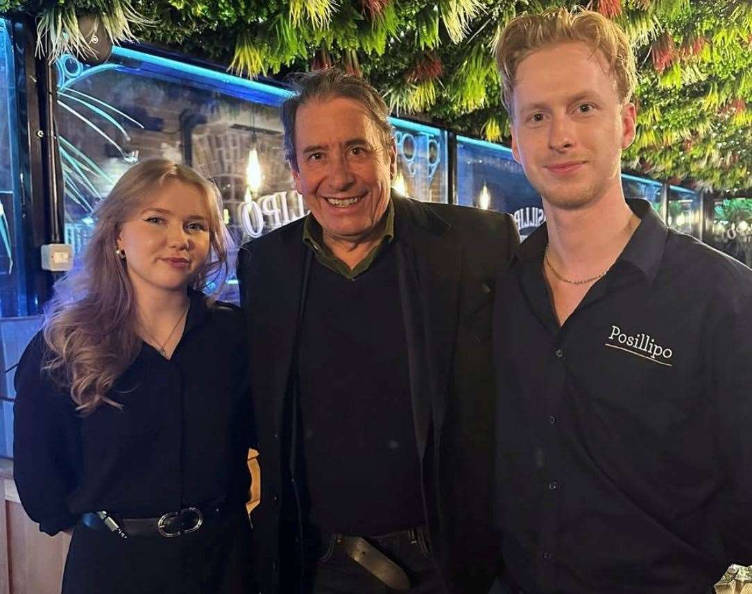 Jools Holland and staff at Posillipo in Faversham. Picture: Posillipo/Instagram