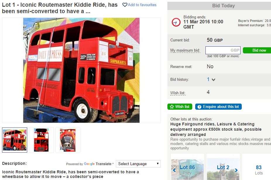 Bids have already started on the children's big red bus
