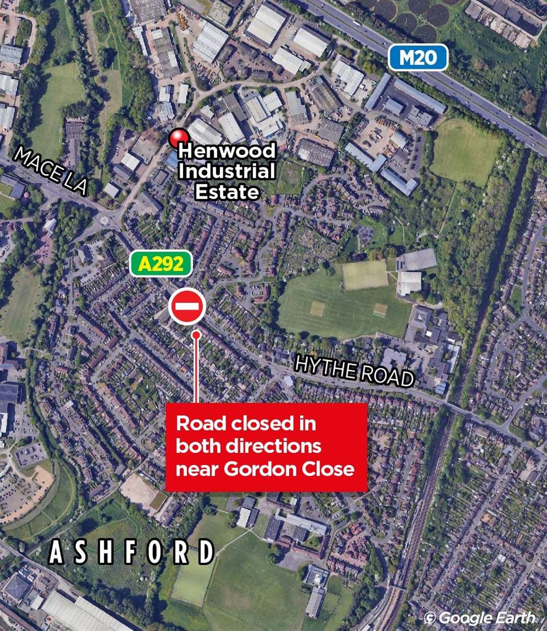 Drivers hoping to access Ashford town centre via Hythe Road are still unable to do so until tonight