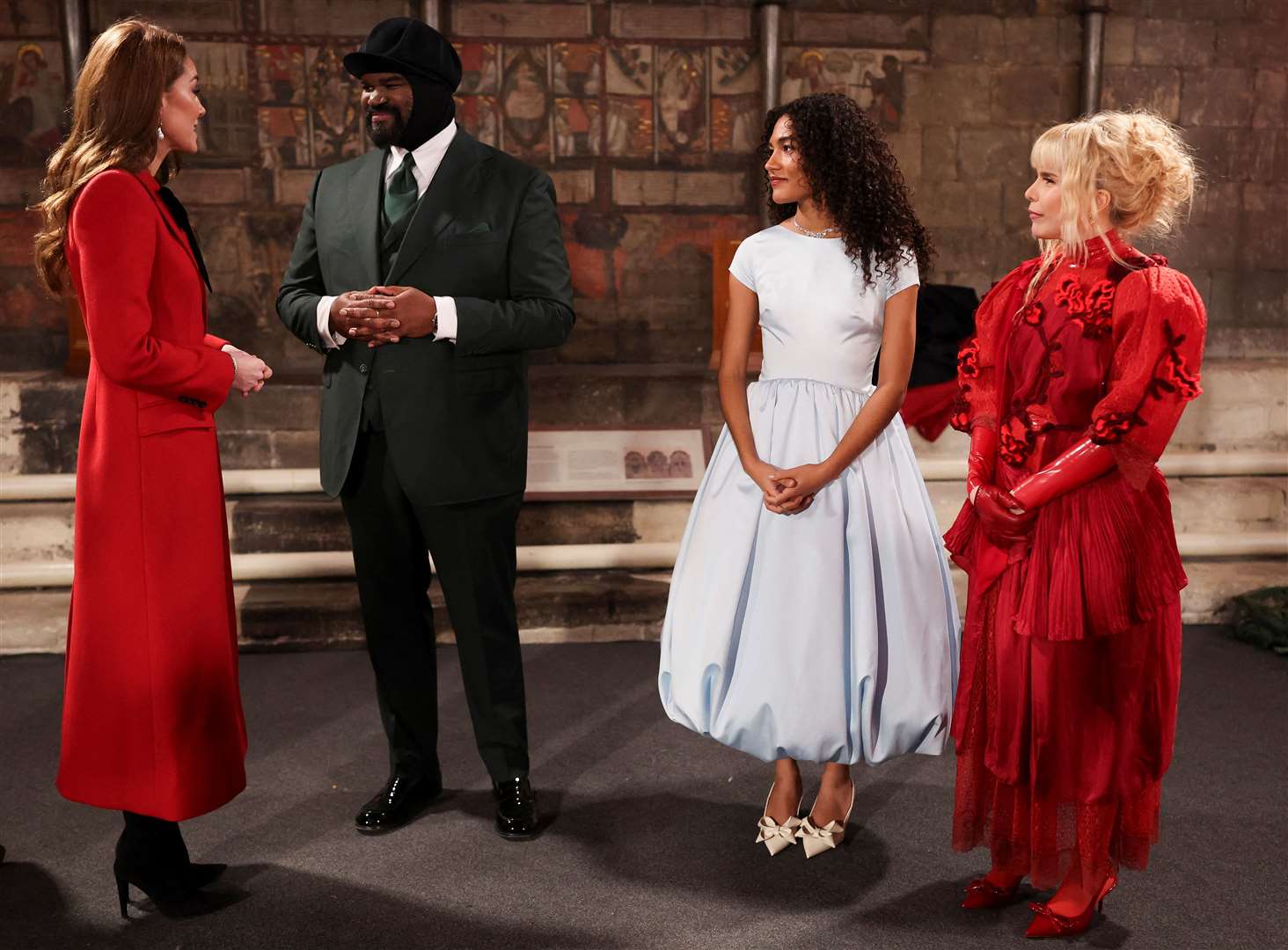 The Princess of Wales meets Gregory Porter, Olivia Dean and Paloma Faith during the carol service (Isabel Infantes/PA)