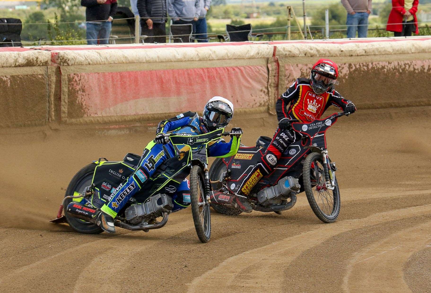 Nathan Ablitt and Ben Morley take the corner as Kent Kings edged out Rye House on Sunday Picture: Niall Strudwick