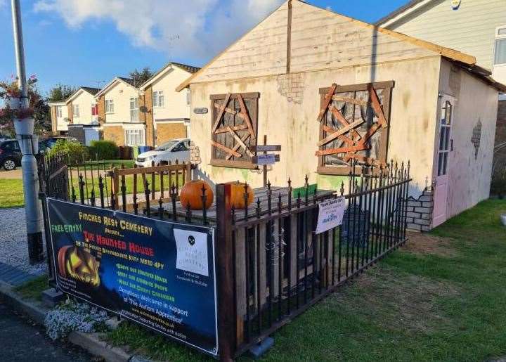 The Ameys have transfored the front garden of their home in The Finches, off Highsted Road, Sittingbourne, into a haunted Halloween House