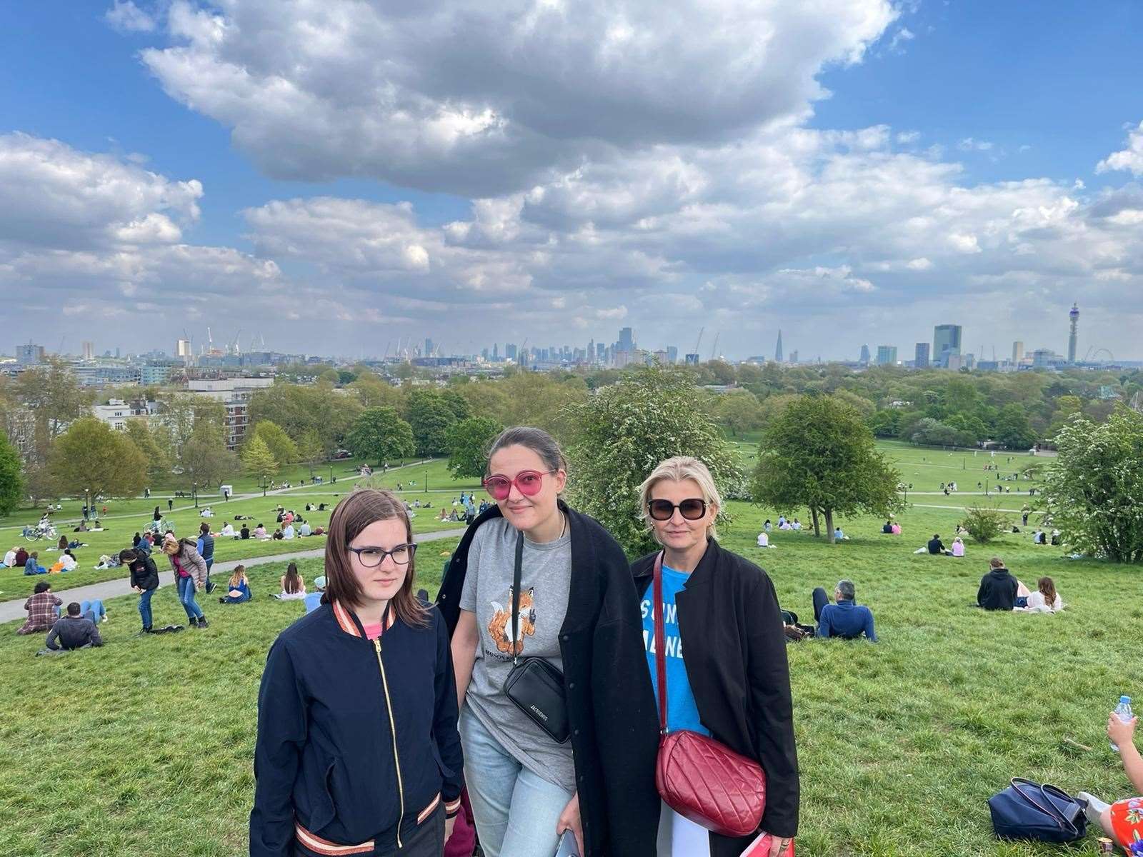 Anna Tysovska, middle, fled Ukraine with her aunt and teenage cousin, left, after the Russian invasion of her homeland. They have been living in Cornwall with Jane Finlay, right, and her partner in the UK since April 2022 (Anna Tysovska/PA)