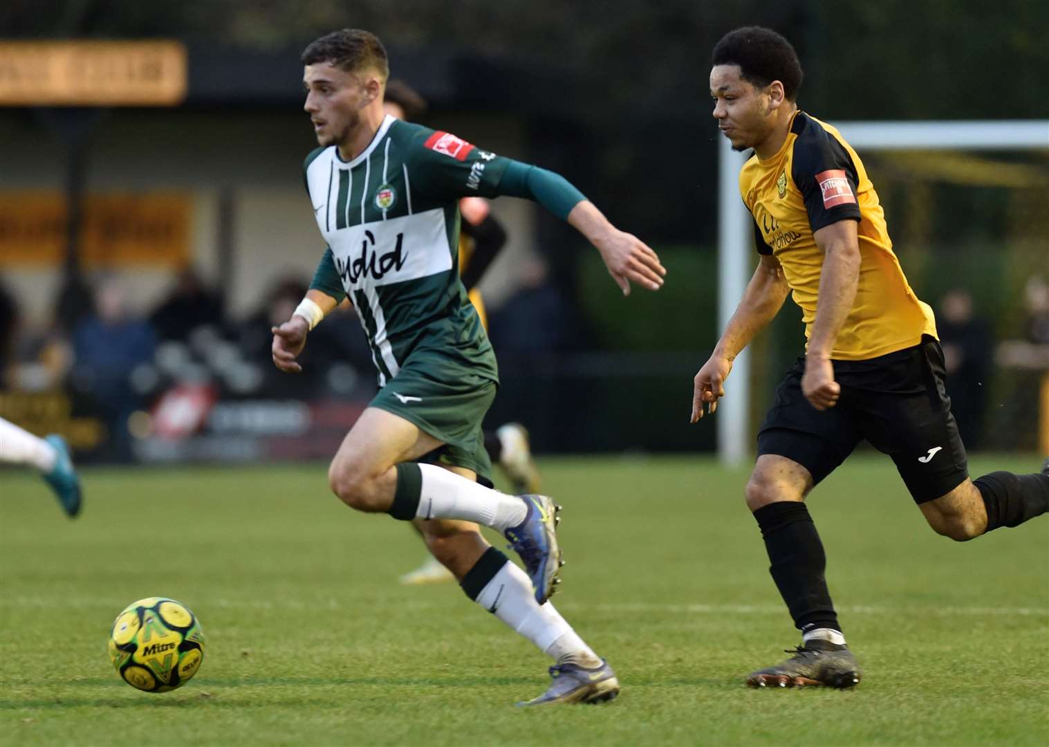 Louis Collins makes progress for Ashford but the Nuts & Bolts lost at Merstham. Picture: Ian Scammell