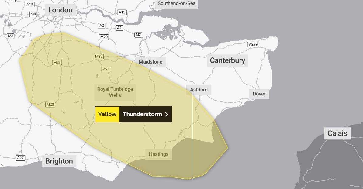 A yellow weather warning has been issued by the Met Office. Picture: Met Office