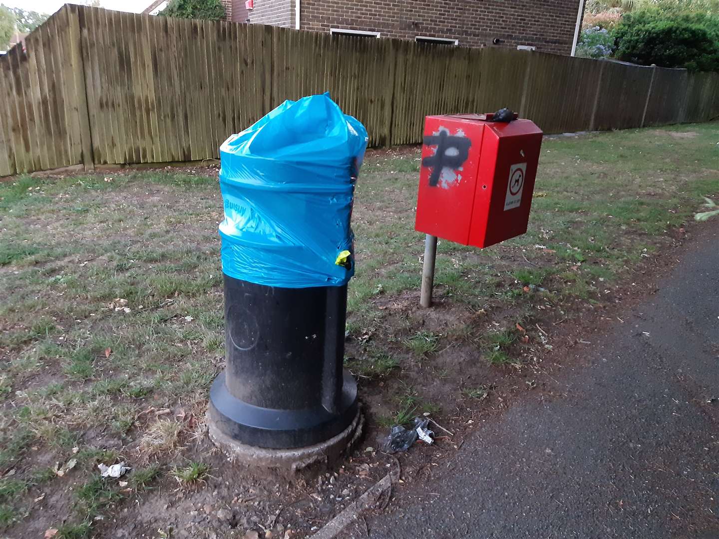 A bin in Park Road, Kennington, was covered up by vandals
