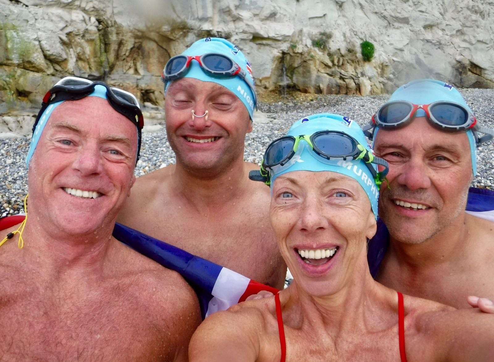 From left Steve Lodge, Nigel Stock, with facial injuries from jellyfish stings, Diane Murphy Weaver and Steve Fish. Picture courtesy of South East Coast Ambulance Service Kind regards