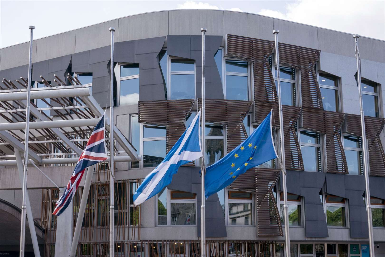 Holyrood lowered its flags as a mark of respect after the death of Winnie Ewing (Jane Barlow/PA)