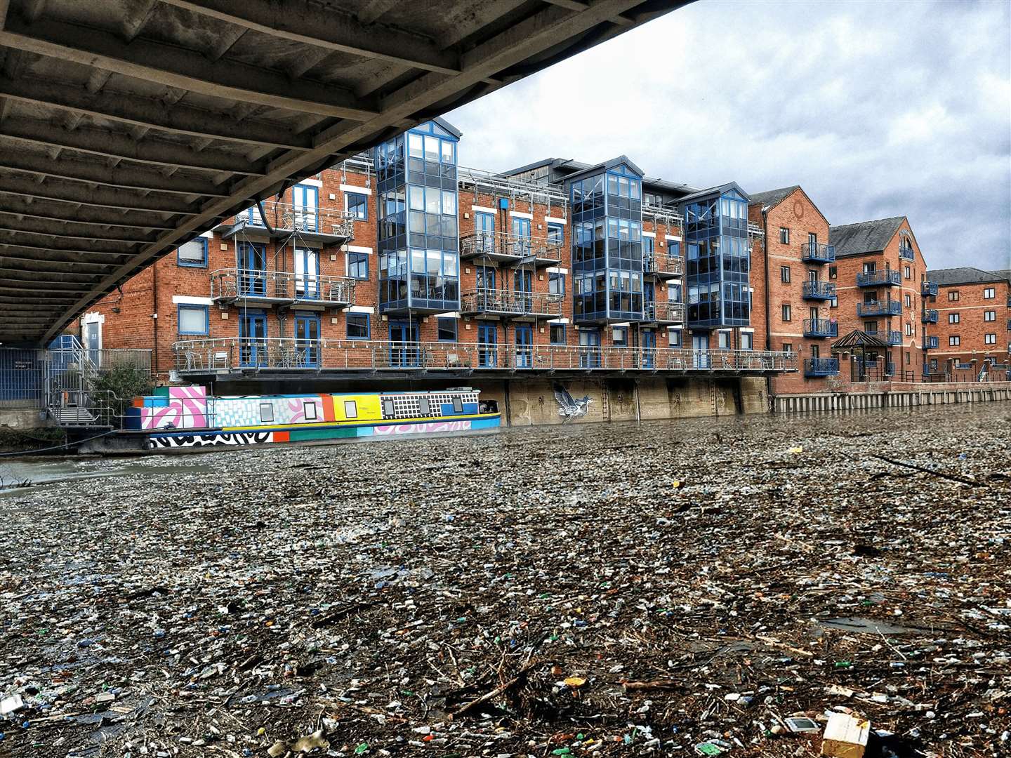 A photo showing the Leeds Canal covered in litter was also released as part of the campaign. Picture: Vape Club